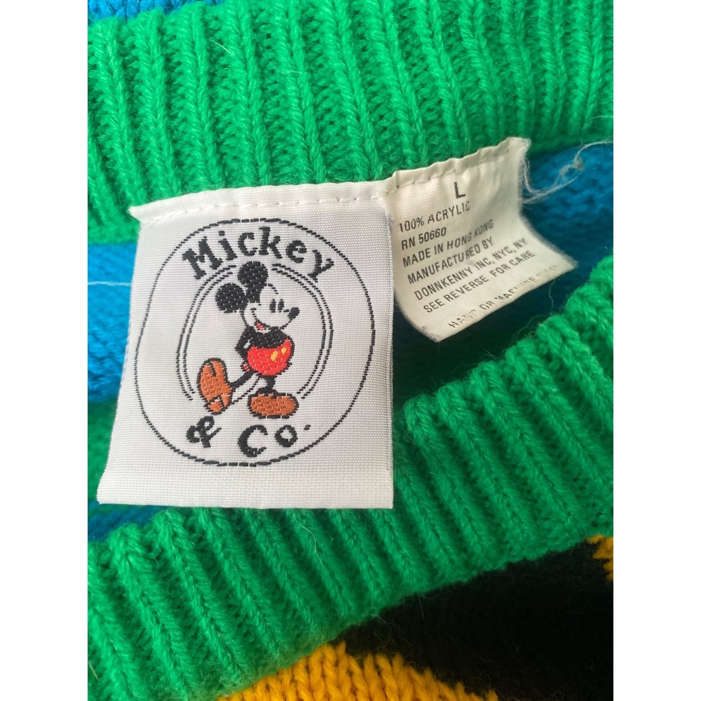 Vintage Mickey & Co Donnkenny Mickey Mouse Striped Knit Sweater Large 90s Retro - Picture 7 of 7